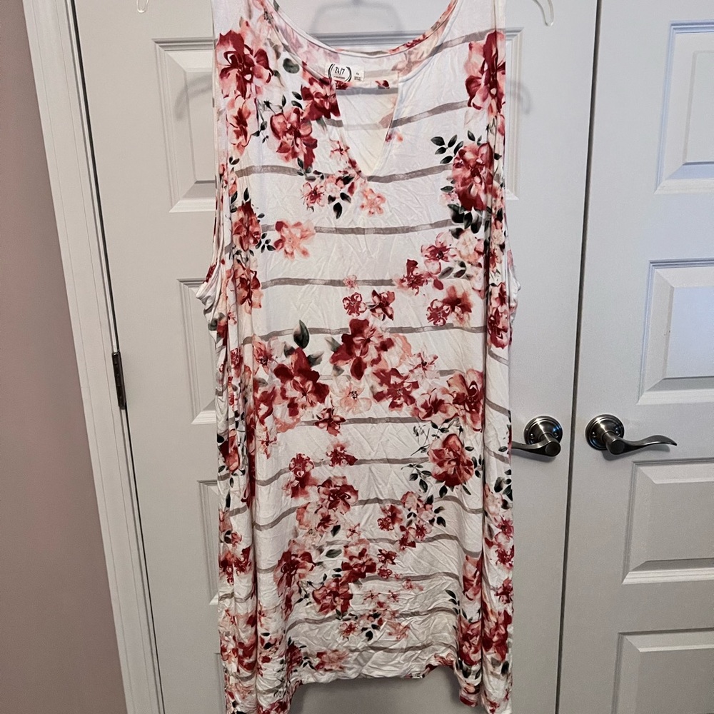 Maurice’s 24/7 white w/ stripes & floral dress